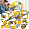 Pista de tren eléctrica para niños, juguete de coches de ingeniería, pista de coches de juguete de minin, rompecabezas para niños, pista de trenes antigravedad, regalo para niños