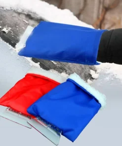 Pala de hielo y nieve con guantes cálidos de felpa