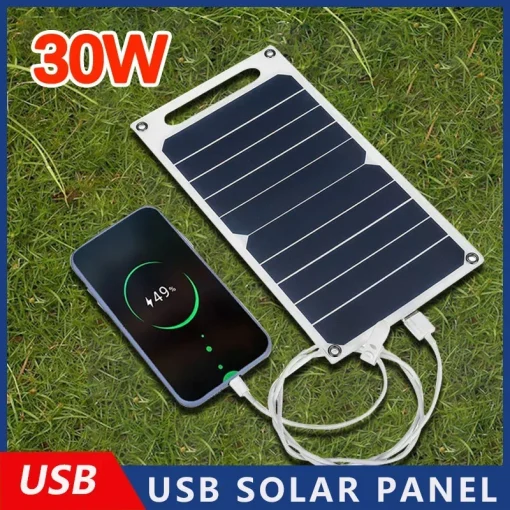 Panel solar 30W, USB, resistente al agua, para exterior