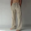 Pantalón algodón lino hombre otoño 2024