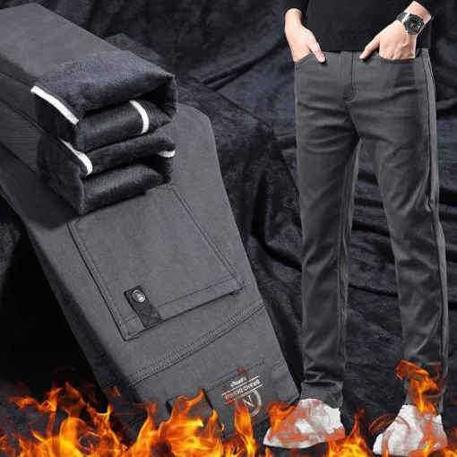 Pantalón de pana cálido para hombre, invierno 2024