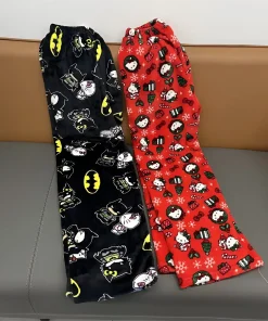 Pantalón de pijama cálido de franela de peluche kawaii