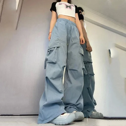 Pantalones Cargo Y2K Para Mujer de Cintura Alta