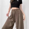 Pantalones anchos de seda fresca japonesa para mujeres verano