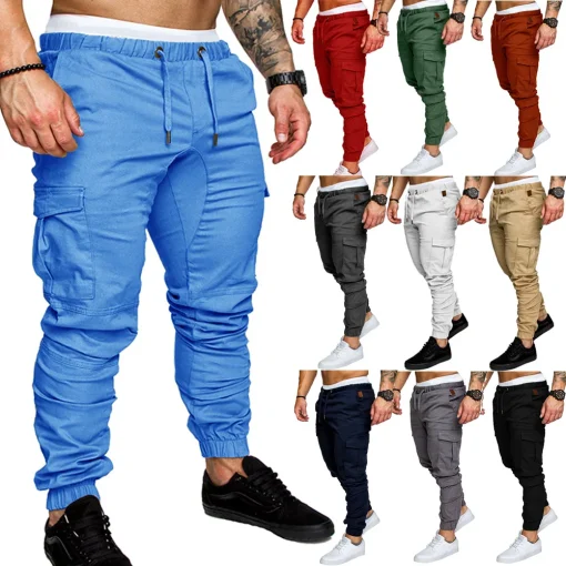 Pantalones cargo multibolsillos holgados para hombre 2024