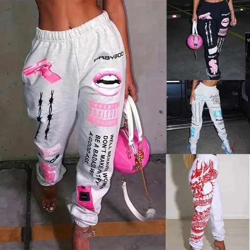 Pantalones deportivos Harlan elásticos y casuales de verano con cintura elástica y estampado de moda