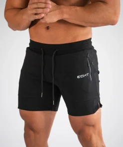 Pantalones deportivos cortos de gimnasio deportivos para hombre con bolsillo con cremallera