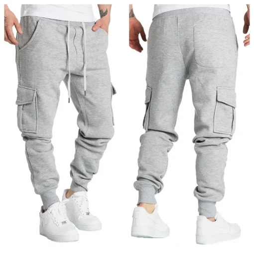 Pantalones deportivos para hombre Jogger de ajuste recto multibolsillo