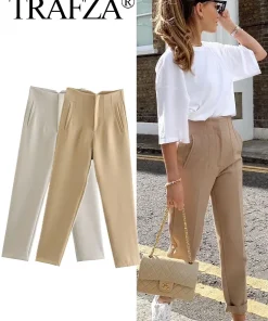 Pantalones tubo elegantes sólidos para mujer