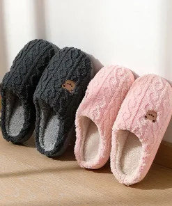 Pantuflas con suela gruesa de peluche cálido