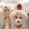 Pantuflas cortas de peluche de perro bonito Comwarm para mujer