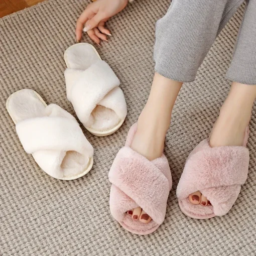 Pantuflas de Invierno para mujer de piel sintética