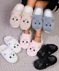 Pantuflas de gato de dibujos animados Kawaii