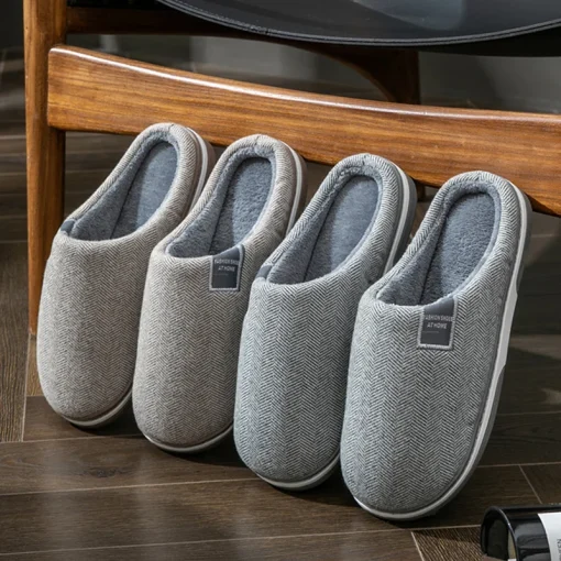 Pantuflas de piel para hombre, cálidas de invierno