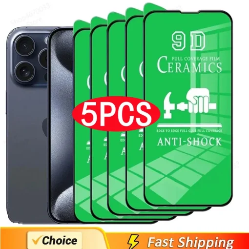 Película cerámica suave HD de 5 uds. para iPhone