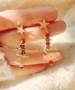 Pendientes árbol de Navidad modernos para mujer