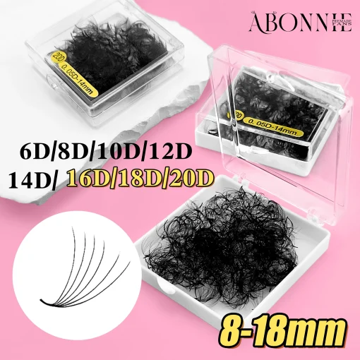 Pestañas ABONNIE 500 Abanico Extensiones 6D-20D