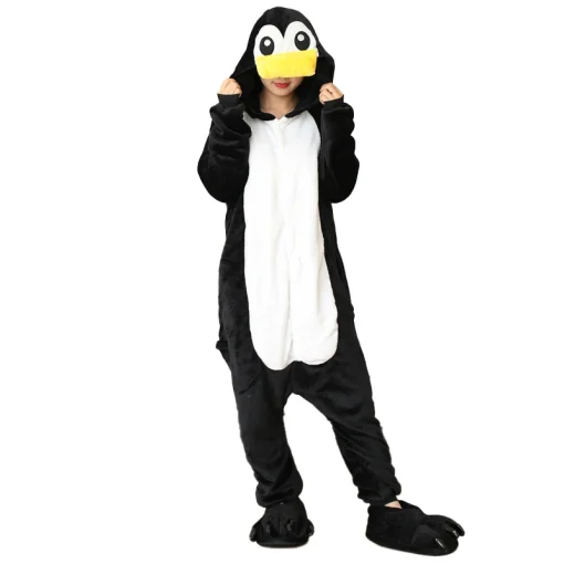 Pijama Kigurumi pingüino negro dibujos animados