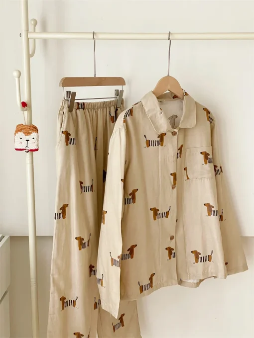 Pijama de mujer 100% algodón, estampado Dachshund