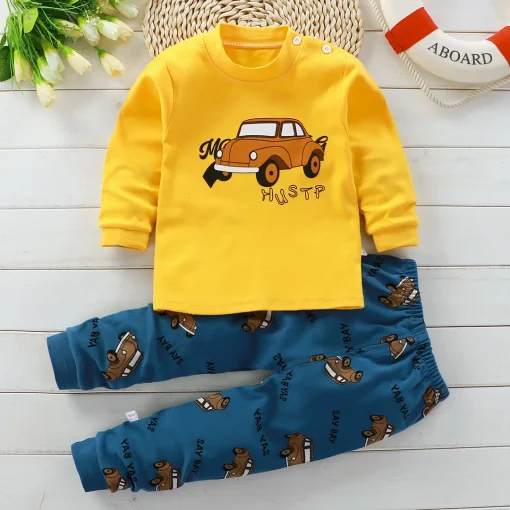 Pijama de otoño para niños y niñas, conjunto de Tops de manga larga + pantalones, ropa de casa de moda, disfraz de sueño para bebé y niño