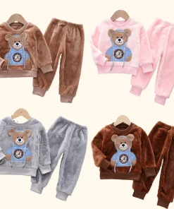 Pijama infantil de franela gruesa otoño inverno