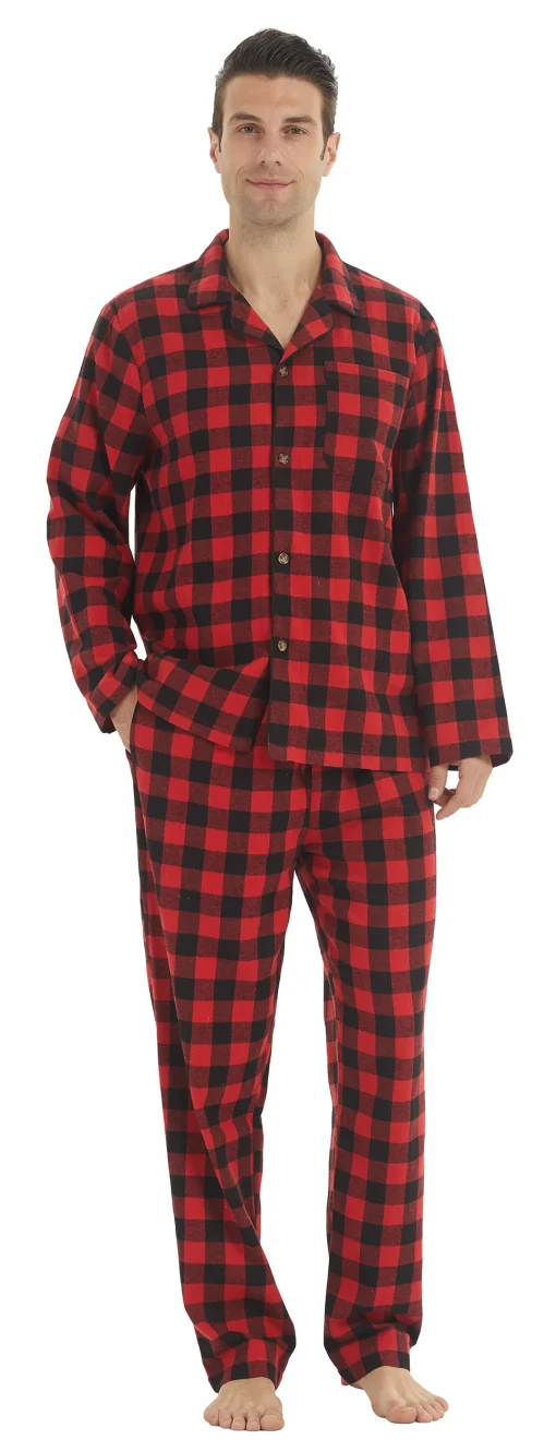 Pijamas de franela de algodón para hombre