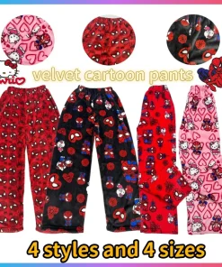 Pijamas de terciopelo coral sueltos para hombre y mujer con dibujos animados