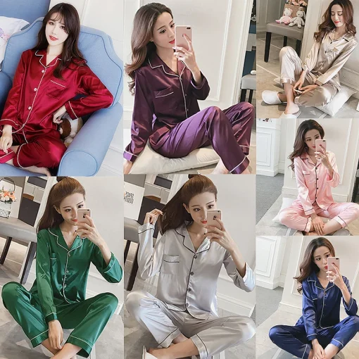 Pijamas mujer otoño invierno seda elástica