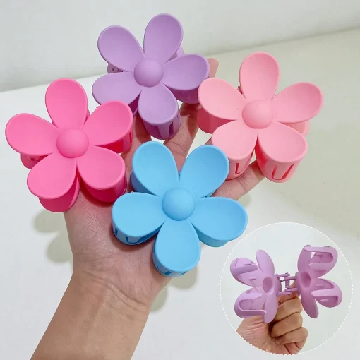 Pinzas de garra para el pelo con flores grandes de 4 piezas