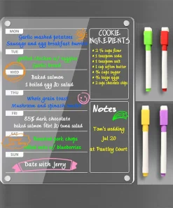 Pizarra semanal magnética acrílica para menús de cocina