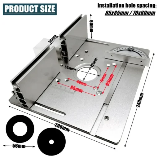 Placa de inserción de aluminio para mesa de enrutador