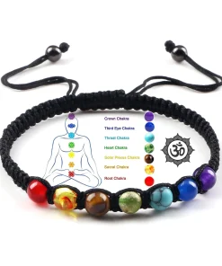 Pulsera artesanal de cuentas de 7 chakras 6mm