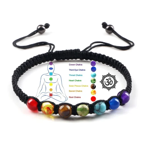 Pulsera artesanal de cuentas de 7 chakras 6mm