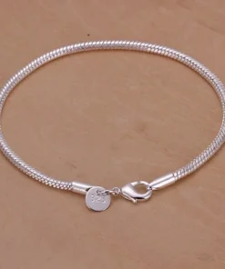 Pulsera cadena serpiente 925 plata 3 MM