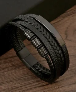 Pulsera clásica de cuero para hombre, nuevo estilo