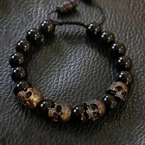 Pulsera de calavera de ágata moderna, 50 car.