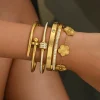 Pulsera oro tréboles acero inoxidable moda EEUU Europa