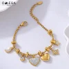 Pulseras con colgante de corazón de acero inoxidable 316L para mujer