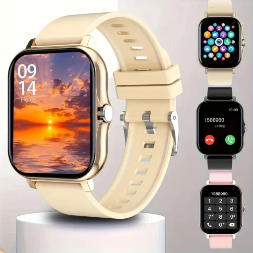 Reloj Inteligente, LlamadasMarcación Inalámbricas, Recordatorios Múltiples de Aplicaciones, Adecuado para Hombres y Mujeres, Reloj Deportivo, Compatible con IPhoneAndroid