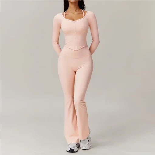 Ropa deportiva para mujer, conjunto de yoga, ropa de ejercicio, ropa deportiva, mallas de gimnasio, sujetador deportivo de 2 piezas, top corto, traje de yoga de manga larga