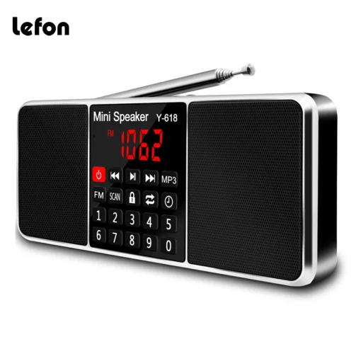 Receptor estéreo radio FM digital Lefon con altavoz y MP3