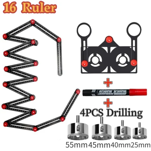 Regla multiángulo de 16 lados para medir
