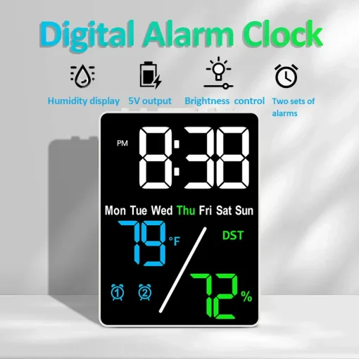 Reloj Alarma Digital Gran Pantalla Multifunción