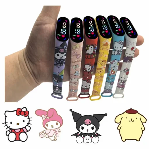 Reloj LED de dibujos animados de Anime Hello Kitty Kuromi Melody