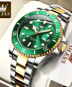 Reloj OLEVS original top para hombre, verde, resistente al agua