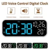 Reloj de Escritorio LED Digital con Temperatura, Fecha, Semana, Ajuste de Brillo, Control por Voz y Alarma con Cuenta Regresiva