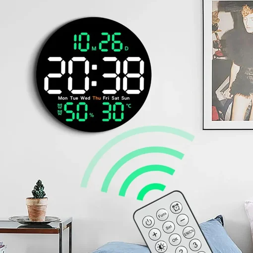 Reloj de pared LED con mando a distancia