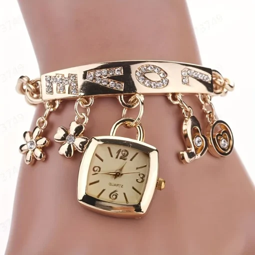 Reloj de pulsera con brazalete de CARTA de AMOR para mujer