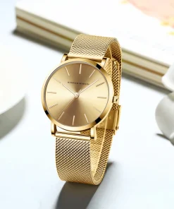 Reloj de pulsera de lujo para mujer, oro rosa, movimiento de cuarzo japonés, banda de acero inoxidable A++++