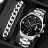 Reloj de pulsera para hombre de acero inoxidable, cuarzo